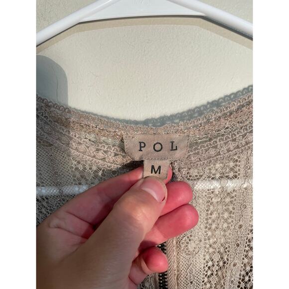 Pol Adley Lace Quarter Zip Bohemian Top Size Medium - Picture 9 of 10